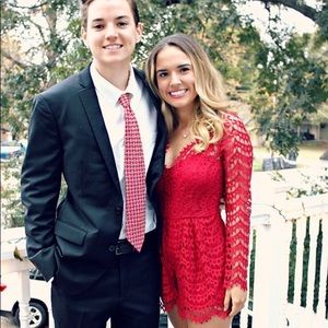 Luxxel Red Lace Romper